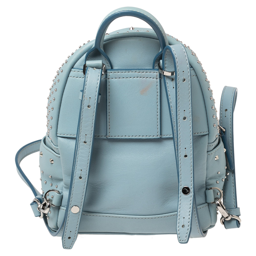 MCM Blue Leather X Mini Studded Strak Bebe Boo Backpack