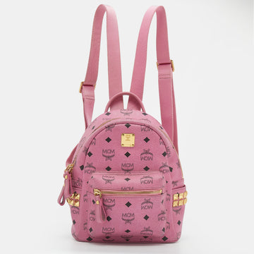 MCM Pink Visetos Coated Canvas Small Bebe Boo Backpack