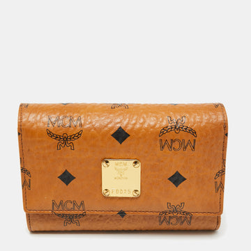 MCM Cognac Visetos Coated Canvas Trifold Wallet