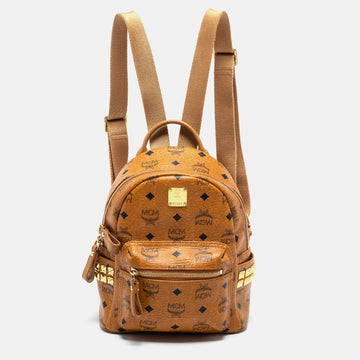 MCM Tan Visetos Coated Canvas And Leather Stark Bebe Boo Backpack