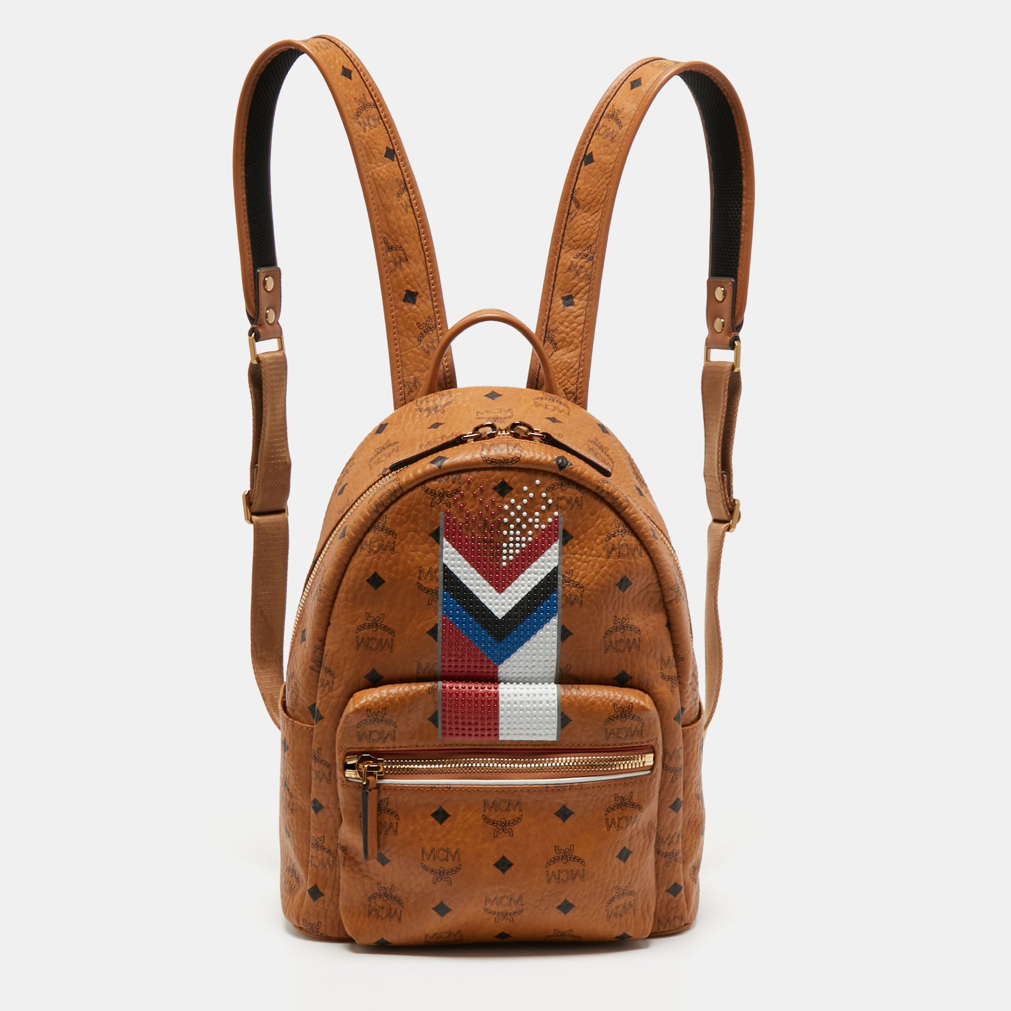 Mcm backpack clearance with red stripe