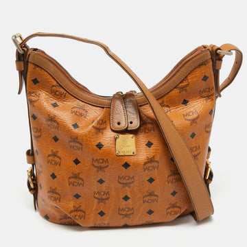 MCM Cognac Visetos Coated Canvas Hobo