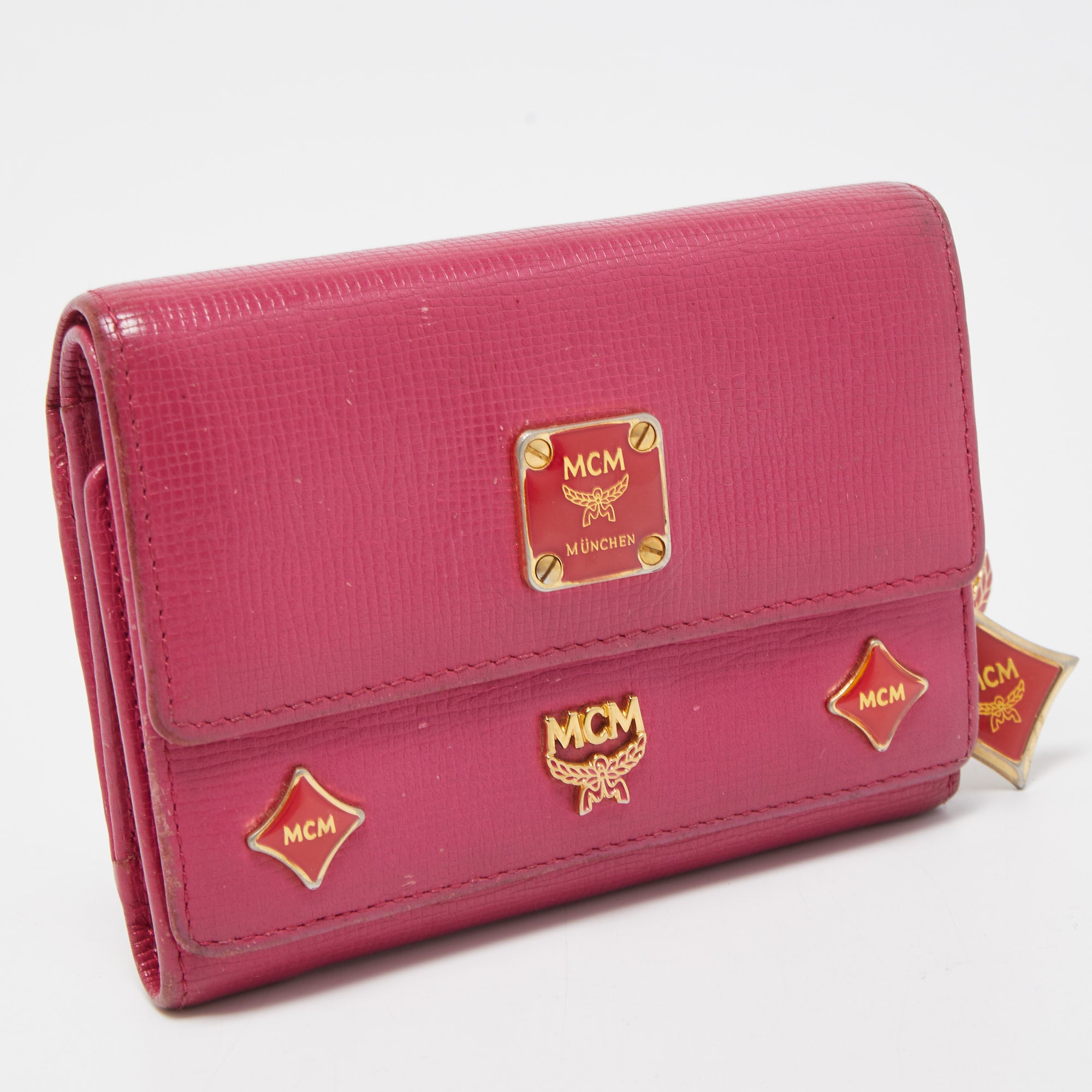 Mcm pink discount trifold wallet