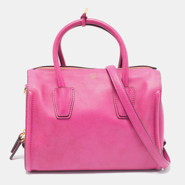 MCM Fuchsia Leather Zip Satchel