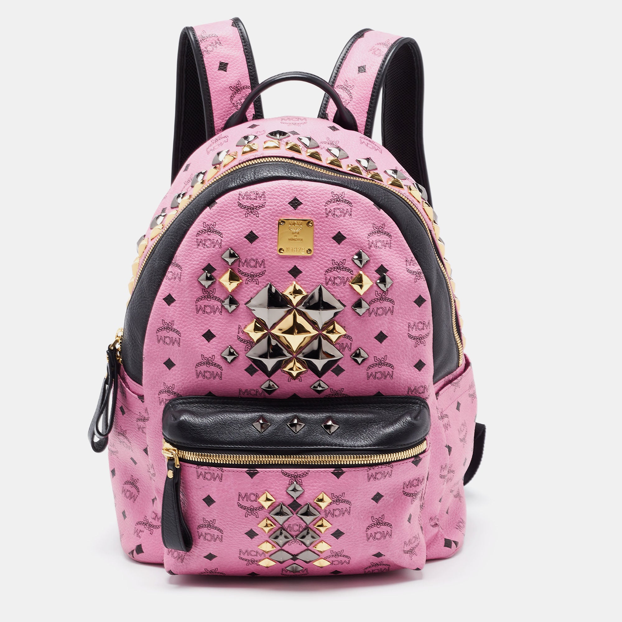 Pink mcm clearance backpack