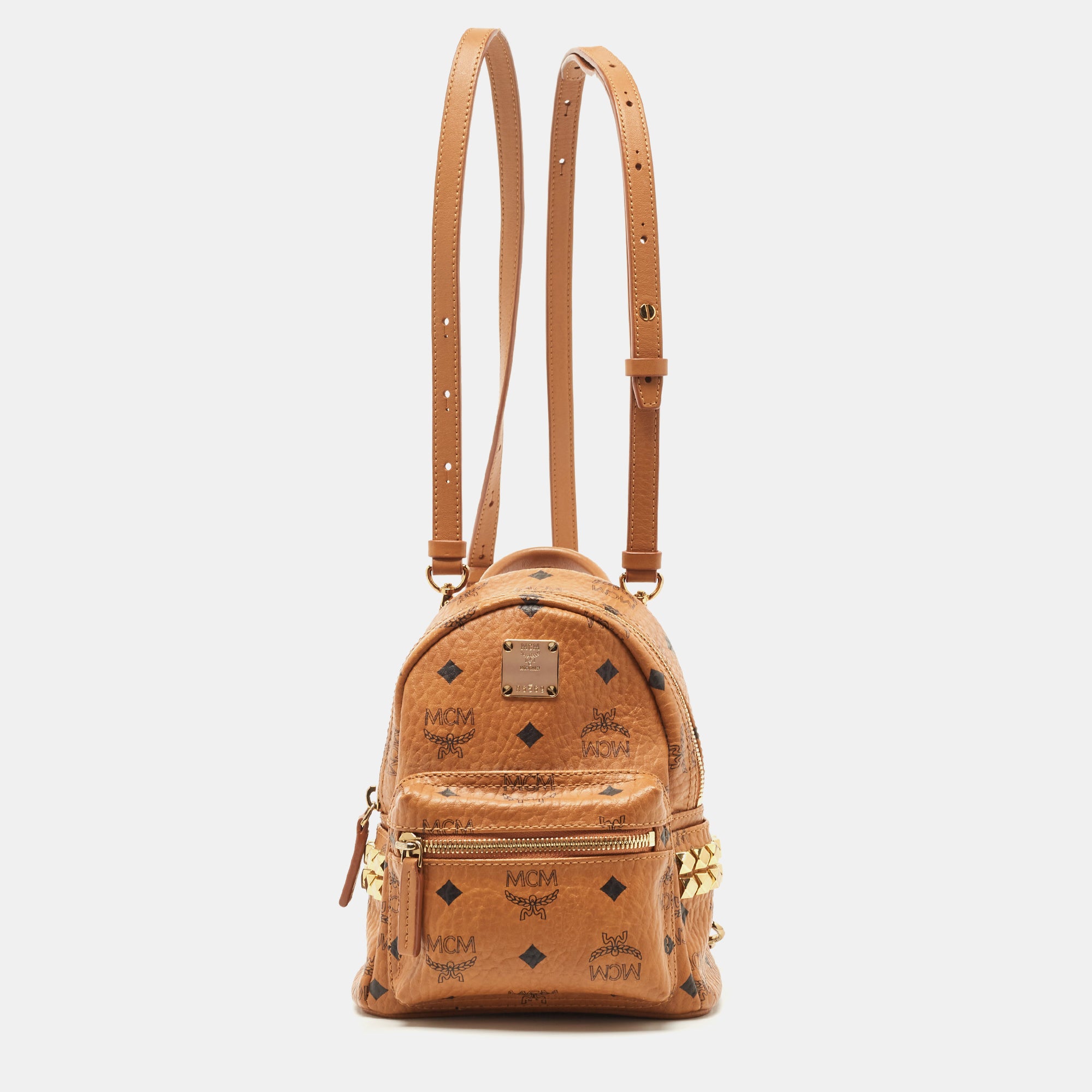 MCM Tan Visetos Coated Canvas and Leather Mini Studded Stark Bebe Boo