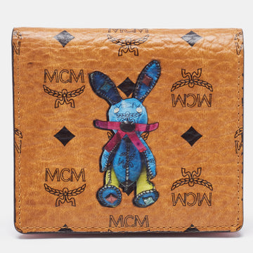 MCM Cognac Visetos Coated Canvas Bunny Bifold Wallet