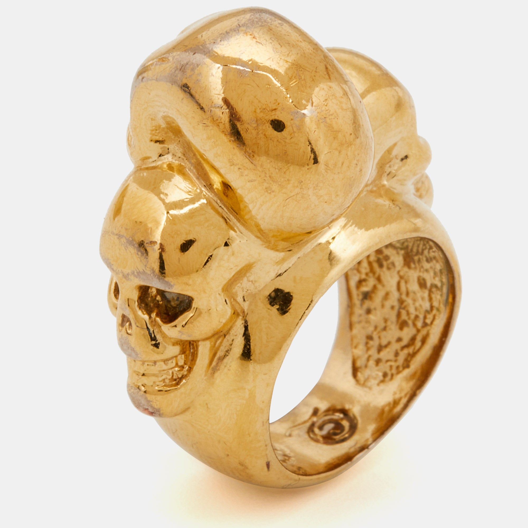 Alexander mcqueen store gold skull ring