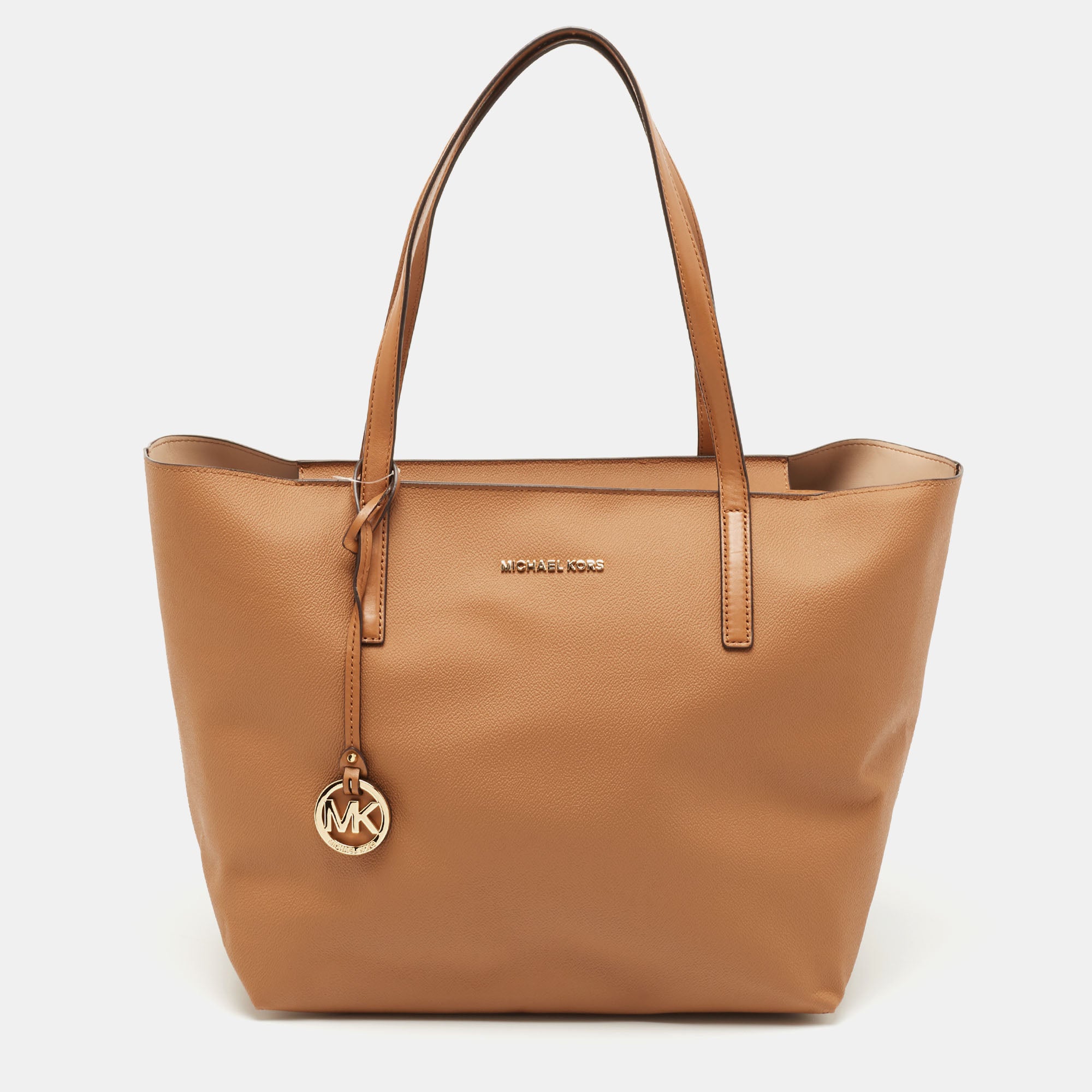 MICHAEL KORS Brown Leather Large East West Hayley Tote