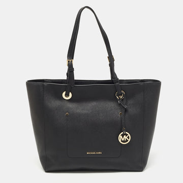 MICHAEL KORS Black Leather Large East West Walsh Shopper Tote