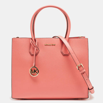 MICHAEL KORS Grapefruit Leather Large Mercer Tote