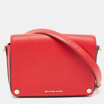 MICHAEL KORS Red Leather Large Jet Set Crossbody Bag