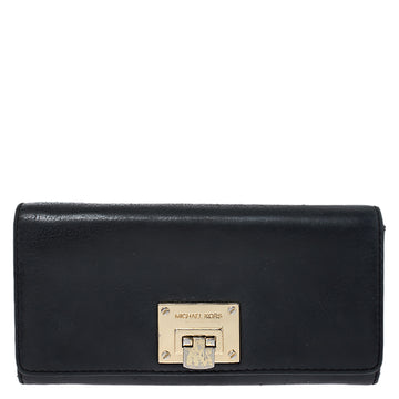 MICHAEL KORS Black Leather Flap Continental Wallet