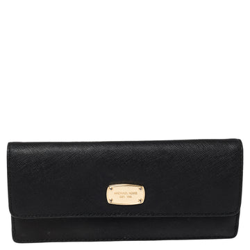 MICHAEL KORS Black Leather Flap Continental Wallet