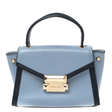 MICHAEL KORS Two Tone Blue Leather Mini Whitney Top Handle Bag