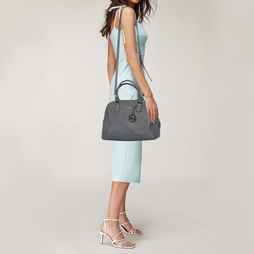 MICHAEL MICHAEL KORS Grey Leather Dome Satchel