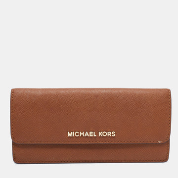 MICHAEL KORS Brown Leather Continental  Wallet