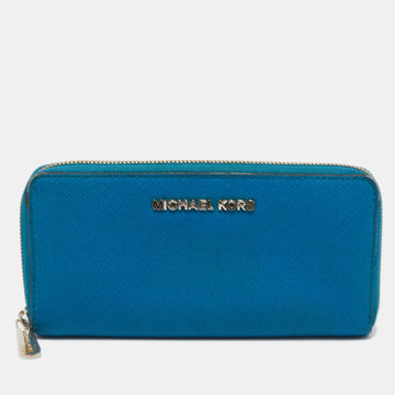 MICHAEL KORS Blue Leather Bedford Continental Wallet