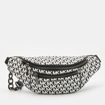 MICHAEL KORS Black/White Signature Coated Canvas Mott Belt Bag