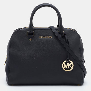 MICHAEL Micheal Kors Black Leather Cindy Dome Satchel