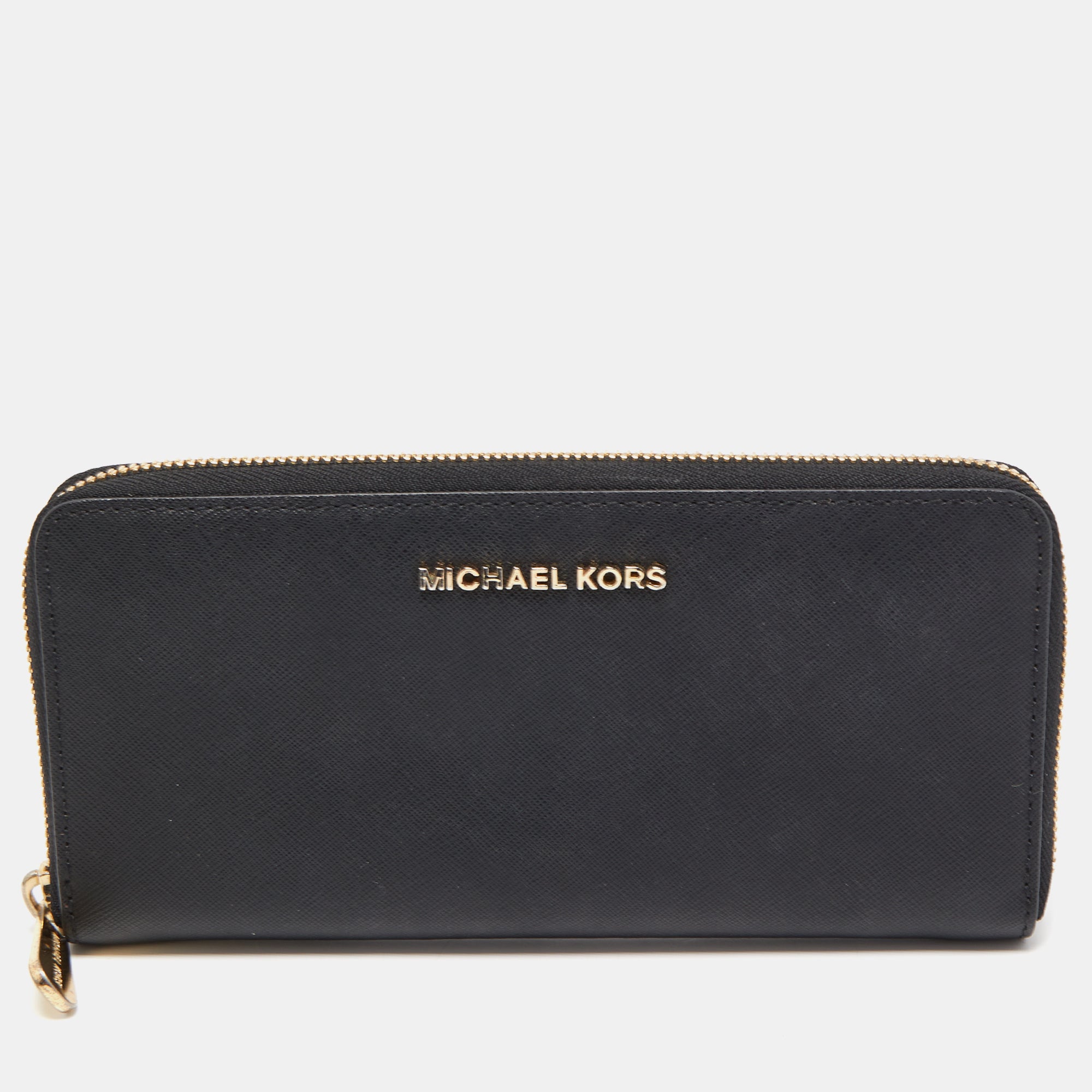 Michael kors bedford large hot sale black zip around purse