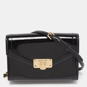 MICHAEL KORS Black Patent Leather Kinsley Clutch Bag