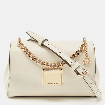 MICHAEL KORS Off White Leather Small Lita Top Handle Bag