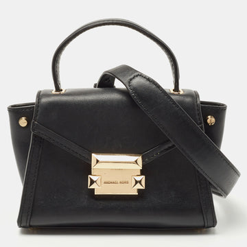 MICHAEL KORS Black Leather Mini Whitney Top Handle Bag