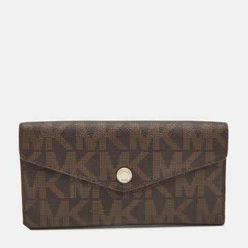 MICHAEL KORS Brown Monogram Coated Canvas Continental Wallet