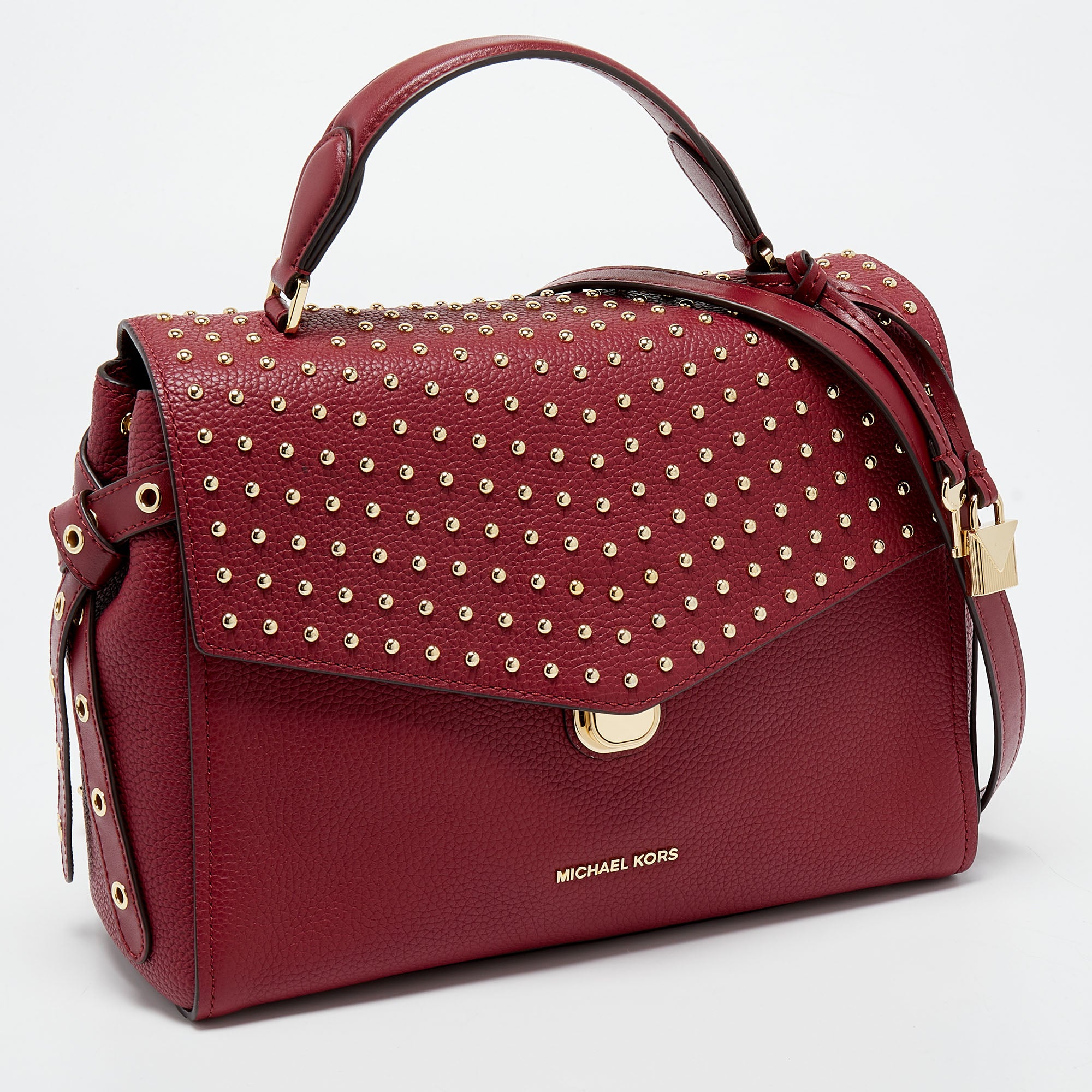 Michael kors bristol deals studded leather satchel