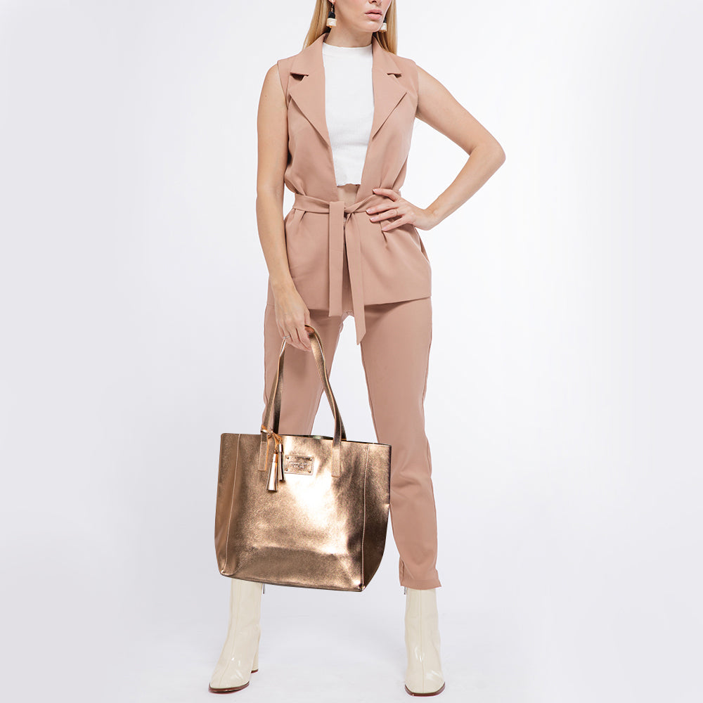 Michael kors rose gold deals metallic tote