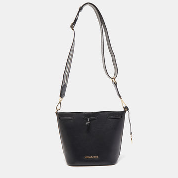 MICHAEL KORS Black Leather Eden Bucket Bag