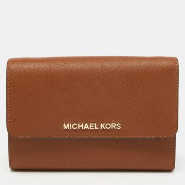 MICHAEL KORS Brown Leather Flap Wallet