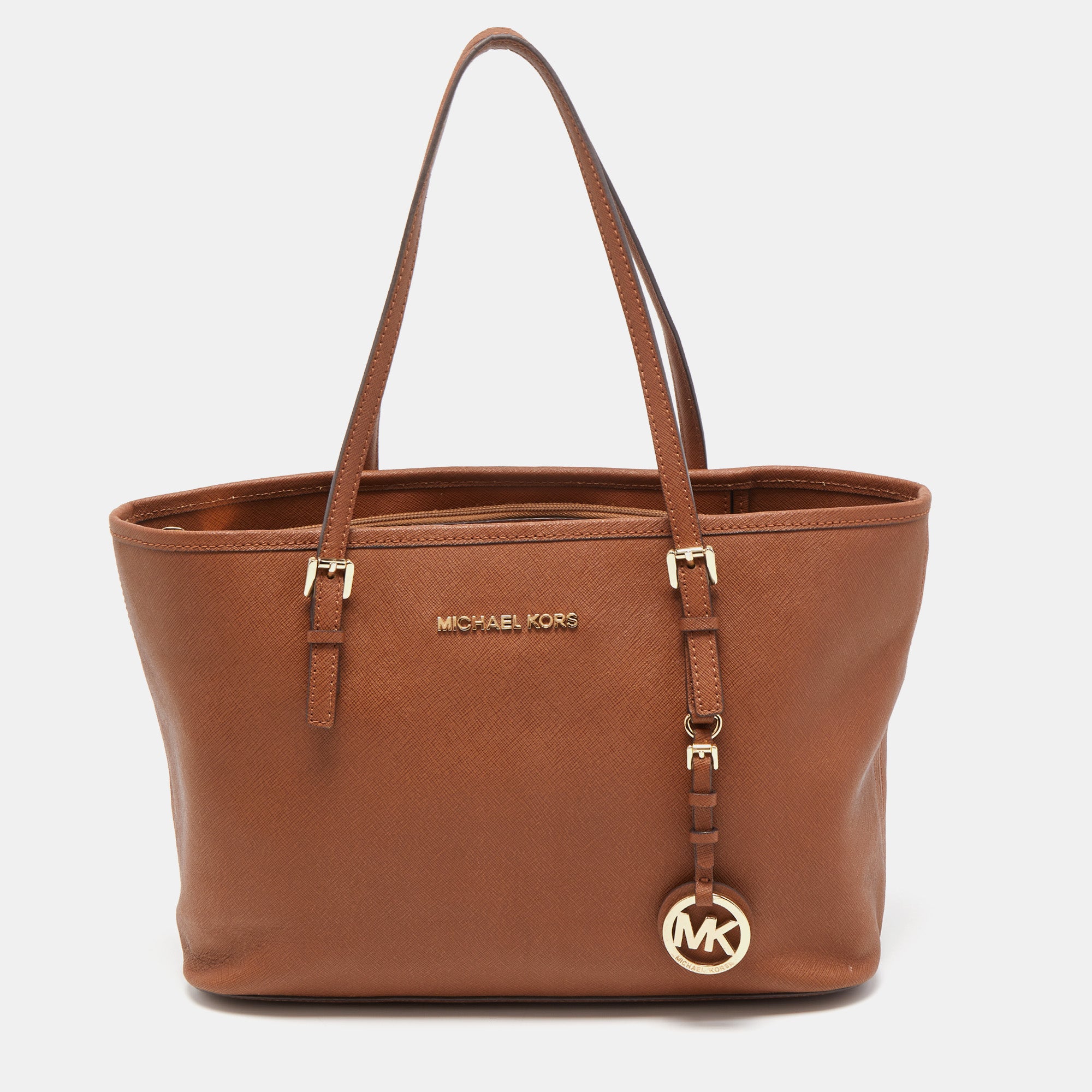 MICHAEL KORS Brown Leather Small Jet Set Travel Tote