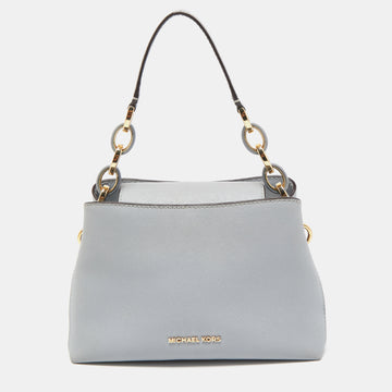 MICHAEL KORS Light Blue Saffiano Leather Portia Satchel