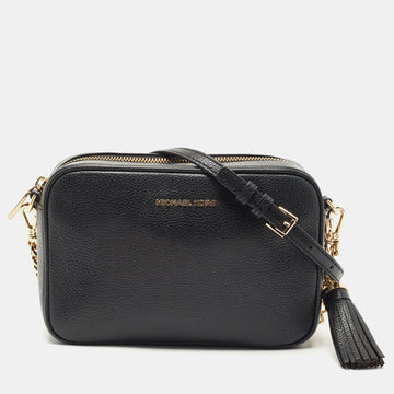 MICHAEL KORS Black Leather Jet Set Camera Crossbody Bag