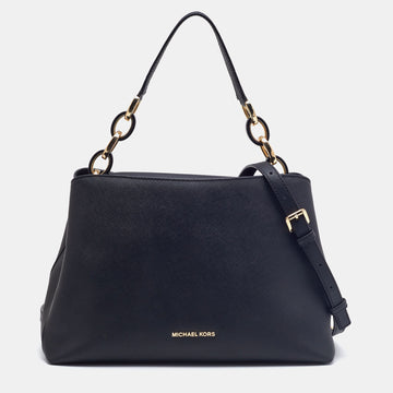 MICHAEL KORS Black Saffiano Leather Portia Top Handle Bag