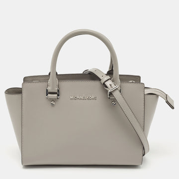 MICHAEL KORS Grey Saffiano Leather Medium Selma Tote