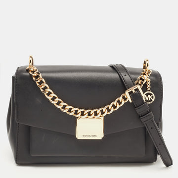 MICHAEL KORS Black Leather Small Lita Crossbody Bag