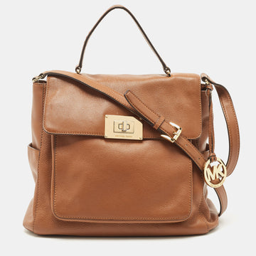 MICHAEL KORS Brown Leather Sloan Flap Top Handle Bag