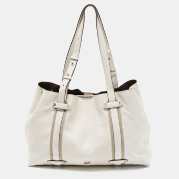 MICHAEL KORS Off White Leather Travel Tote