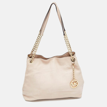 MICHAEL KORS Beige Leather Jet Set Chain Bag