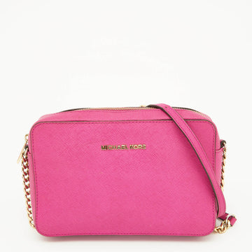 Micheal Kors Pink Leather Jet Set Crossbody Bag