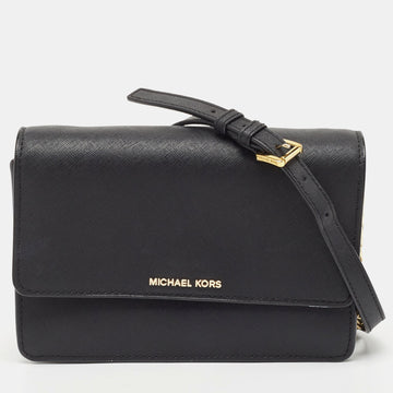 MICHAEL KORS Black Leather Daniela Crossbody Bag