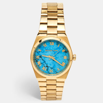 MICHAEL KORS Blue Gold Plated Stainless Steel Channing MK5894 Women's Wristwatch 38 mm