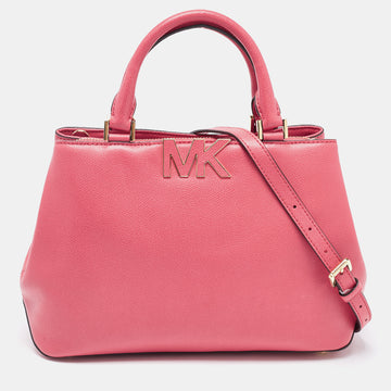 MICHAEL MICHAEL KORS Coral Pink Leather Medium Florence Satchel