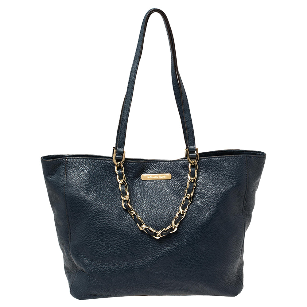 MICHAEL KORS NAVY BLUE PURSE HANDBAG - CLASSY WITH GOLD HARDWARE