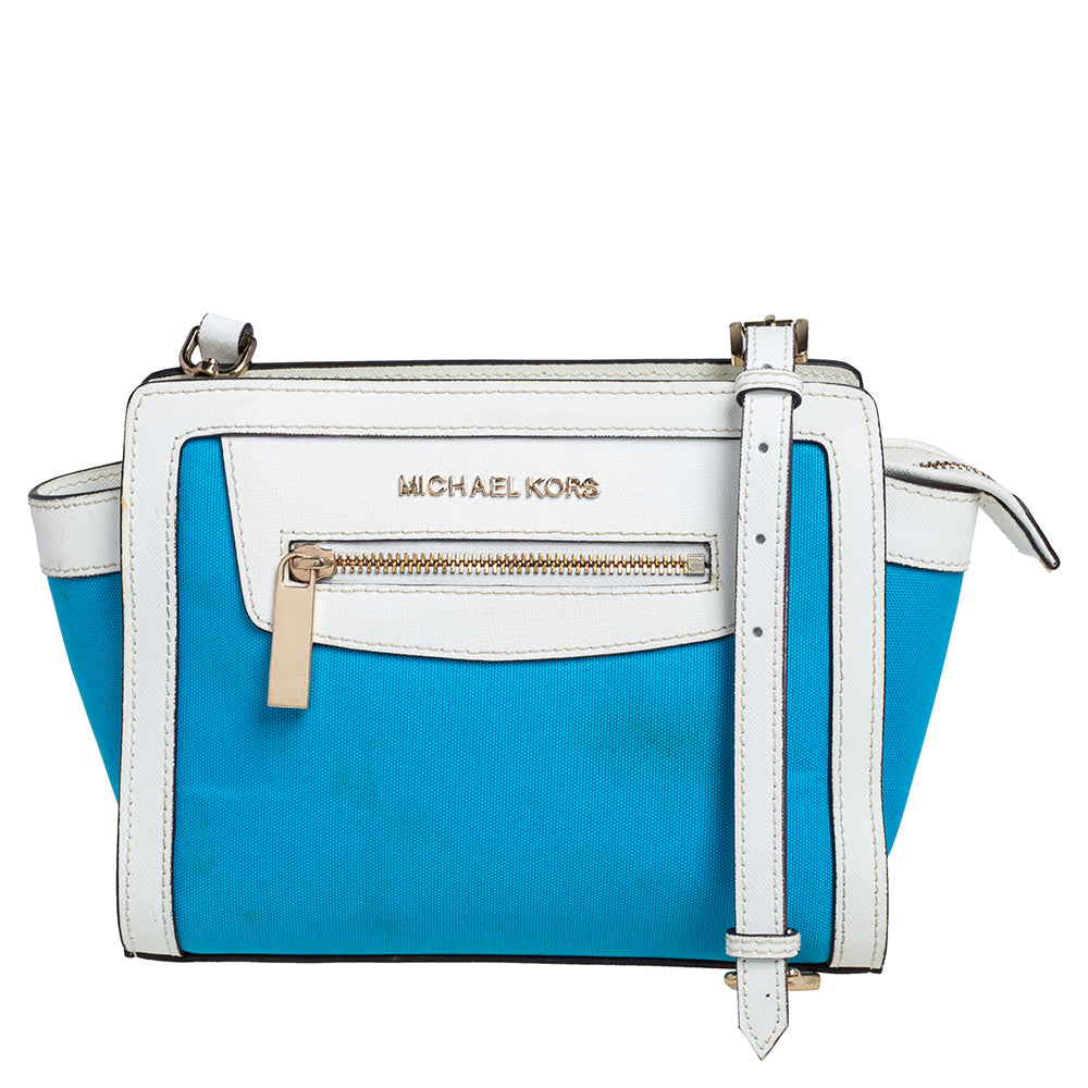 Michael kors blue on sale and white tote