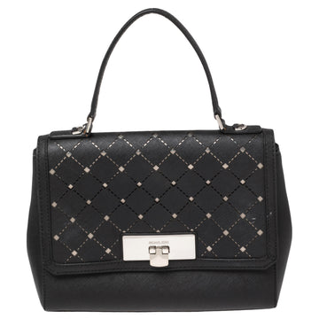 MICHAEL MICHAEL KORS Black Perforated Leather Callie Top Handle Bag