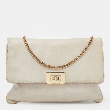 MICHAEL MICHAEL KORS White Leather Sloan Chain Flap Shoulder Bag